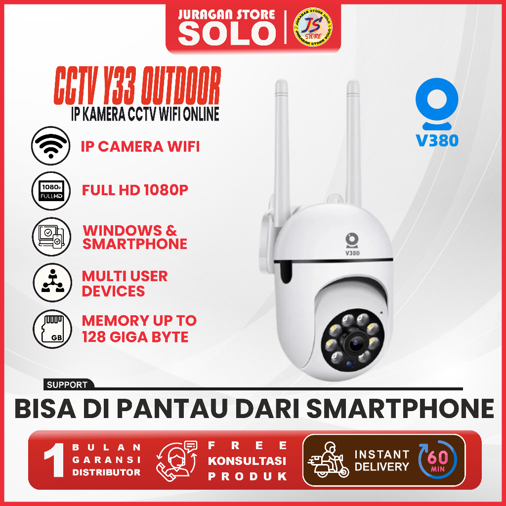 CCTV Y33 WiFi Luar Rumah 1080P Night Vision Auto Tracking Audio 2 Arah Tahan Cuaca Mudah Dipasang