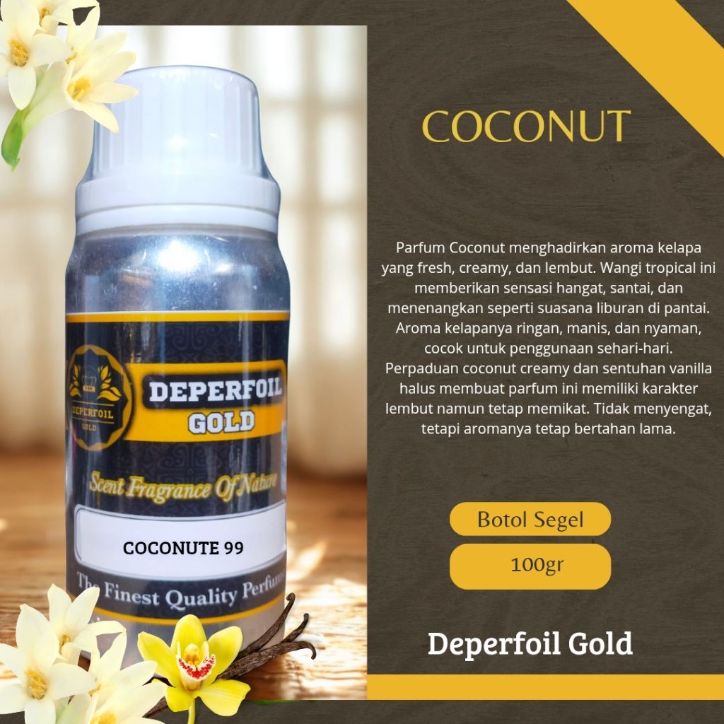 Deperfoil Gold Bibit Parfum Coconut – Aroma Kelapa Fresh Creamy Tropical & Manis Lembut