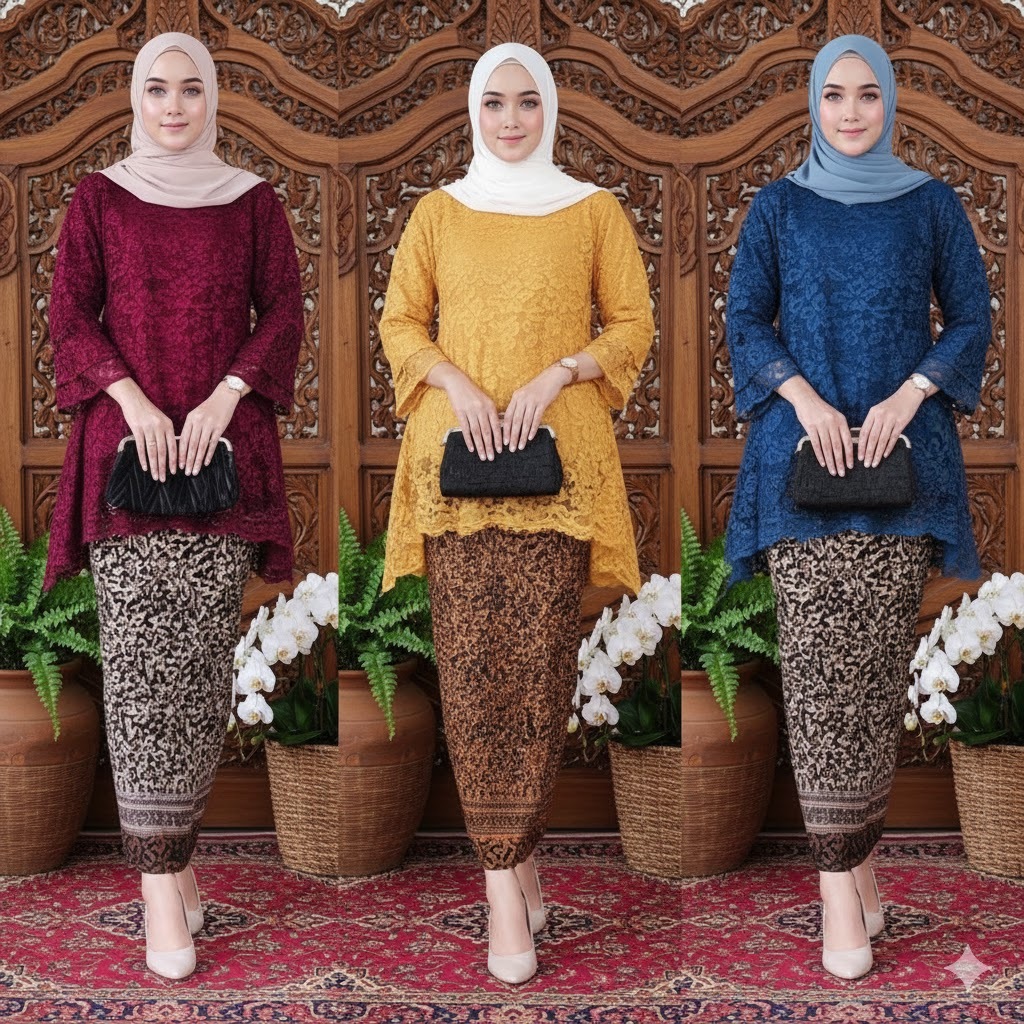 ( BISA COD )_ SETELAN KEBAYA ROK BATIK / KEBAYA BRUKAT /SETELAN KEBAYA BRUKAT RINJANI / KEBAYA BROKA