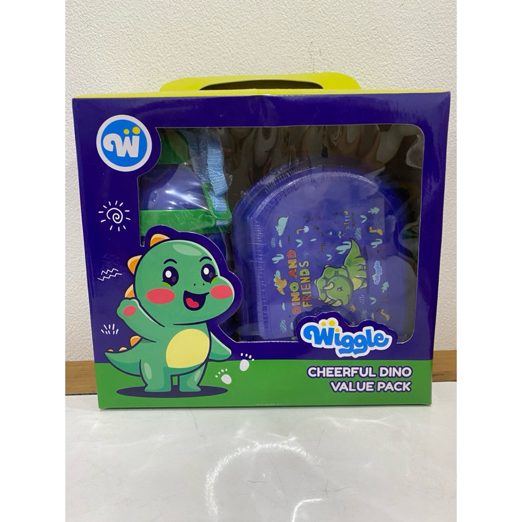 Kotak Makan Set Anak Cheerful Dino Wiggle NEW