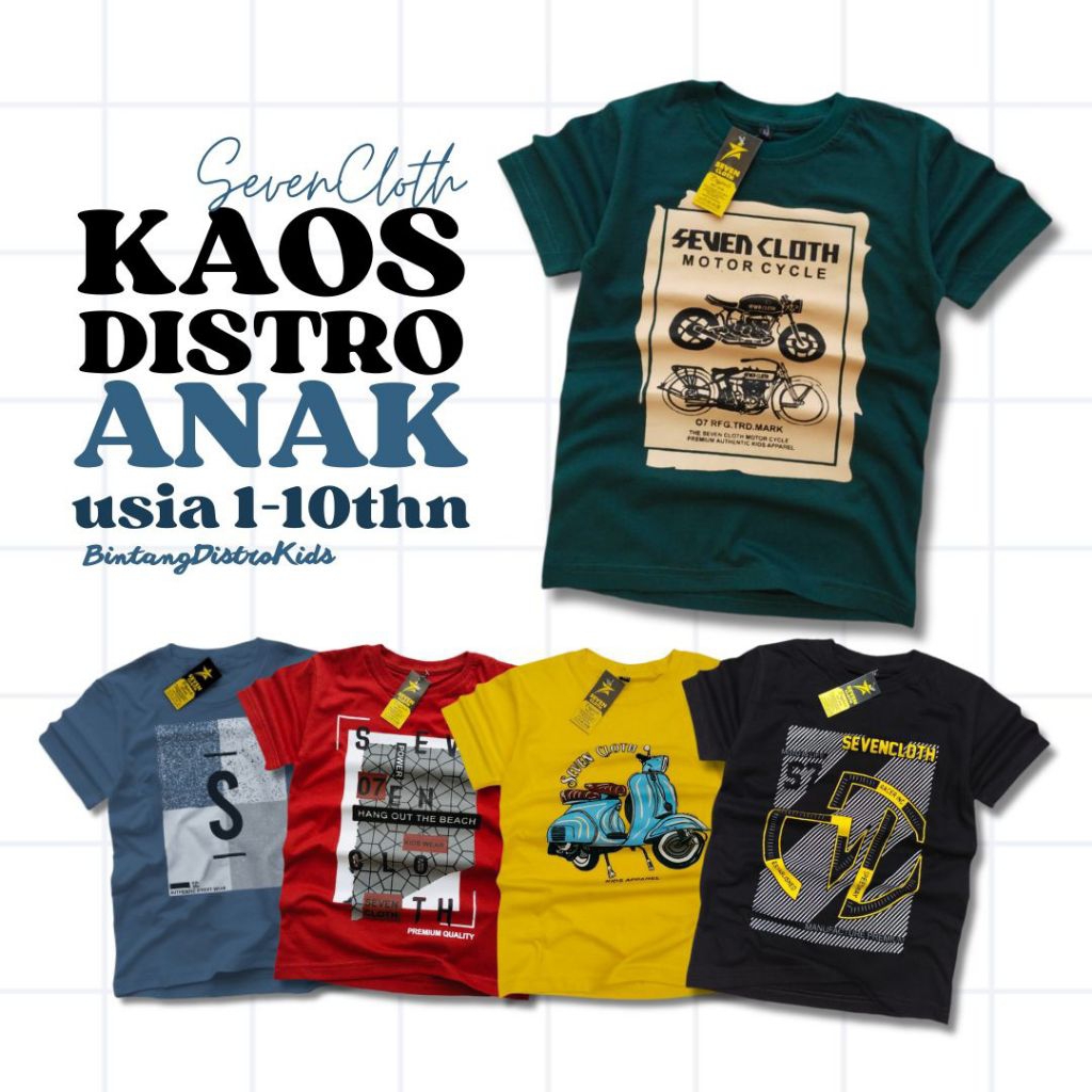Kaos Distro  Anak Sevencloth Motif terbaru