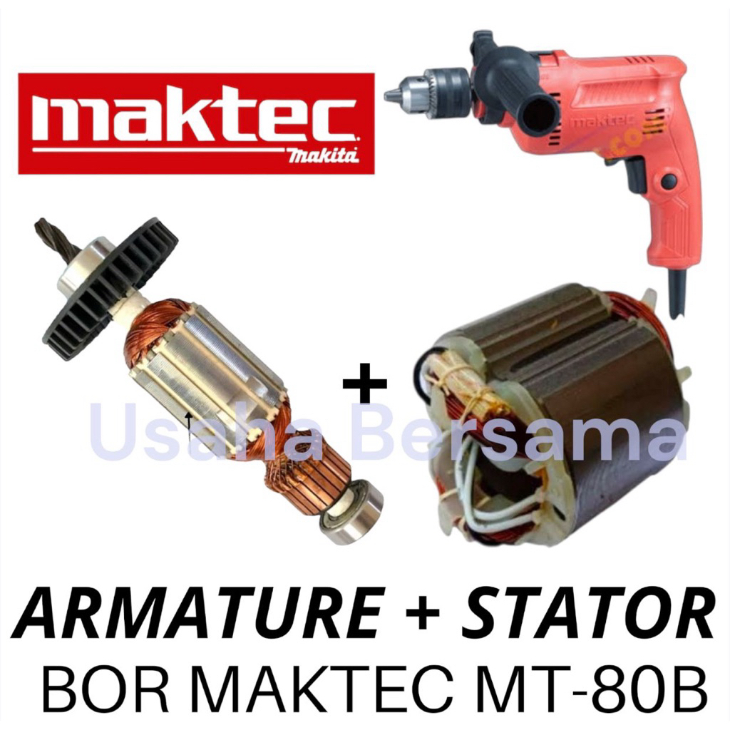 PAKET ARMATURE DAN STATOR MT80B BOR MAKTEC MT80 ROTOR MAKTEC MT80 BOR MT 80 B ANGKER GULUNGAN TEMBAG