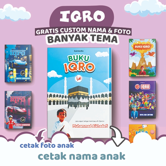 UKURAN KECIL - IQRO KECIL CUSTOM - Belajar Membaca Al Quran Untuk Anak CUSTOM cetak Nama dan Foto