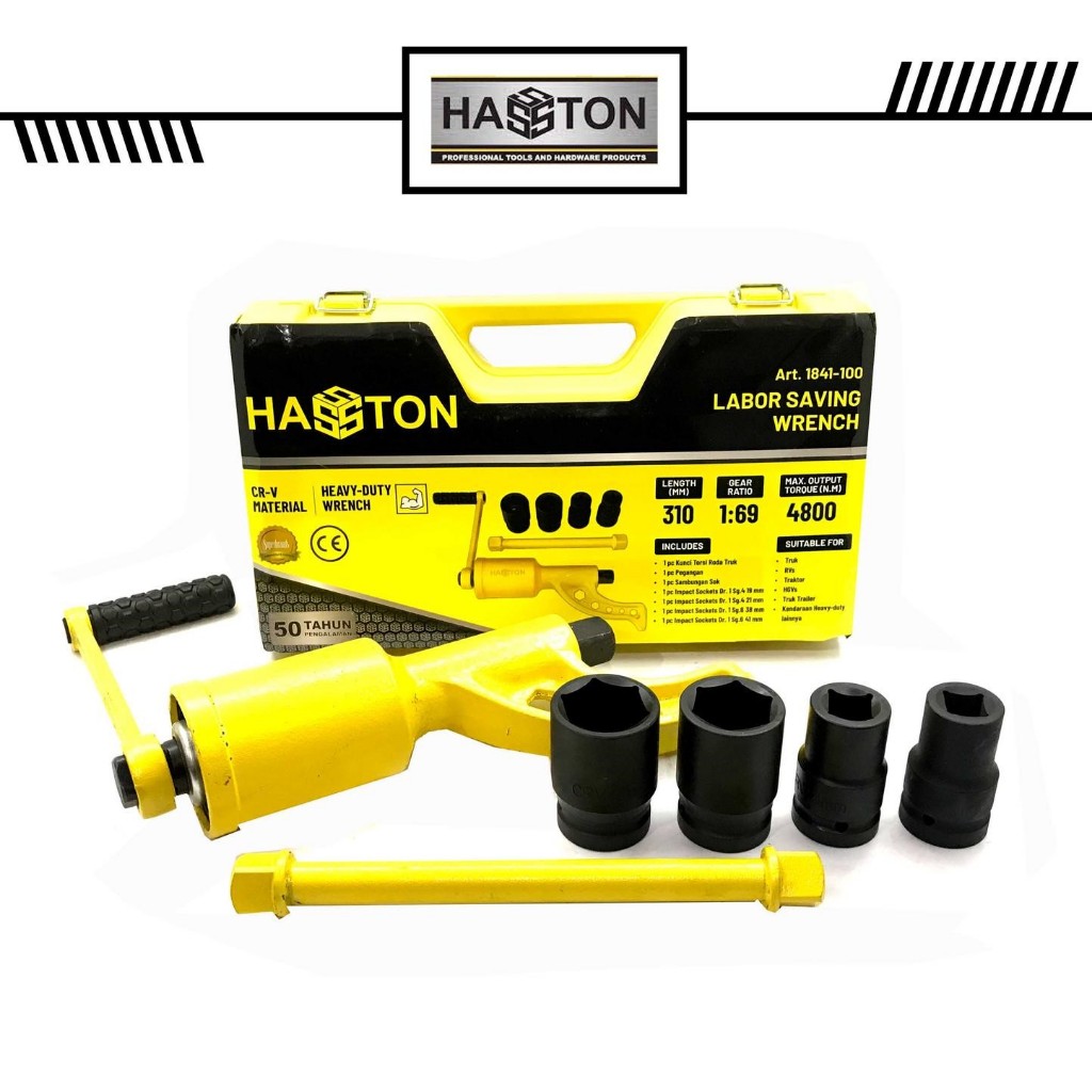 Prohex HASSTON 1841-100 Labor Saving Wrench Heavy Duty Kunci Torsi Buka Baut Roda Truk 4800 Nm CR-V 