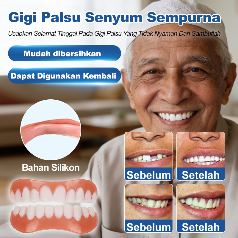 [Instan Putih Nyaman] Gigi Palsu Senyum Sempurna / Gigi Senyum Sempurna Untuk Pria / Wanita - Tempel