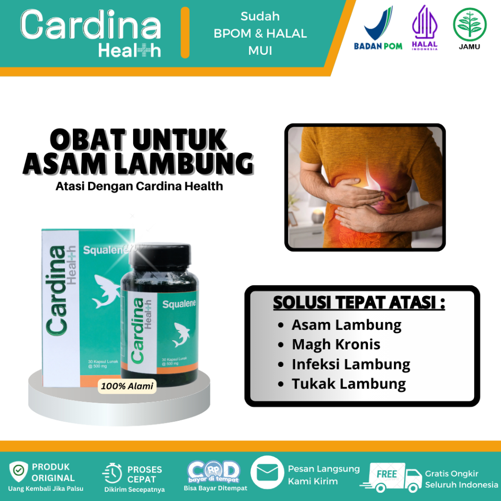 Cardina Health Squalene Obat Asam Lambung, Gerd, Magh, Maag Kronis Atasi Dengan Cardina Health Squal