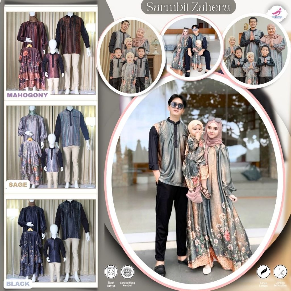 Sarimbit keluarga 2026 lebaran premium / baju couple keluarga ayah ibu anak set jilbab Zalira Kids /