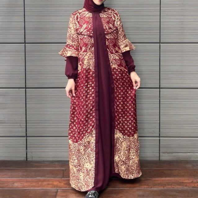 Gamis Belah tengah setengah sutra viscose