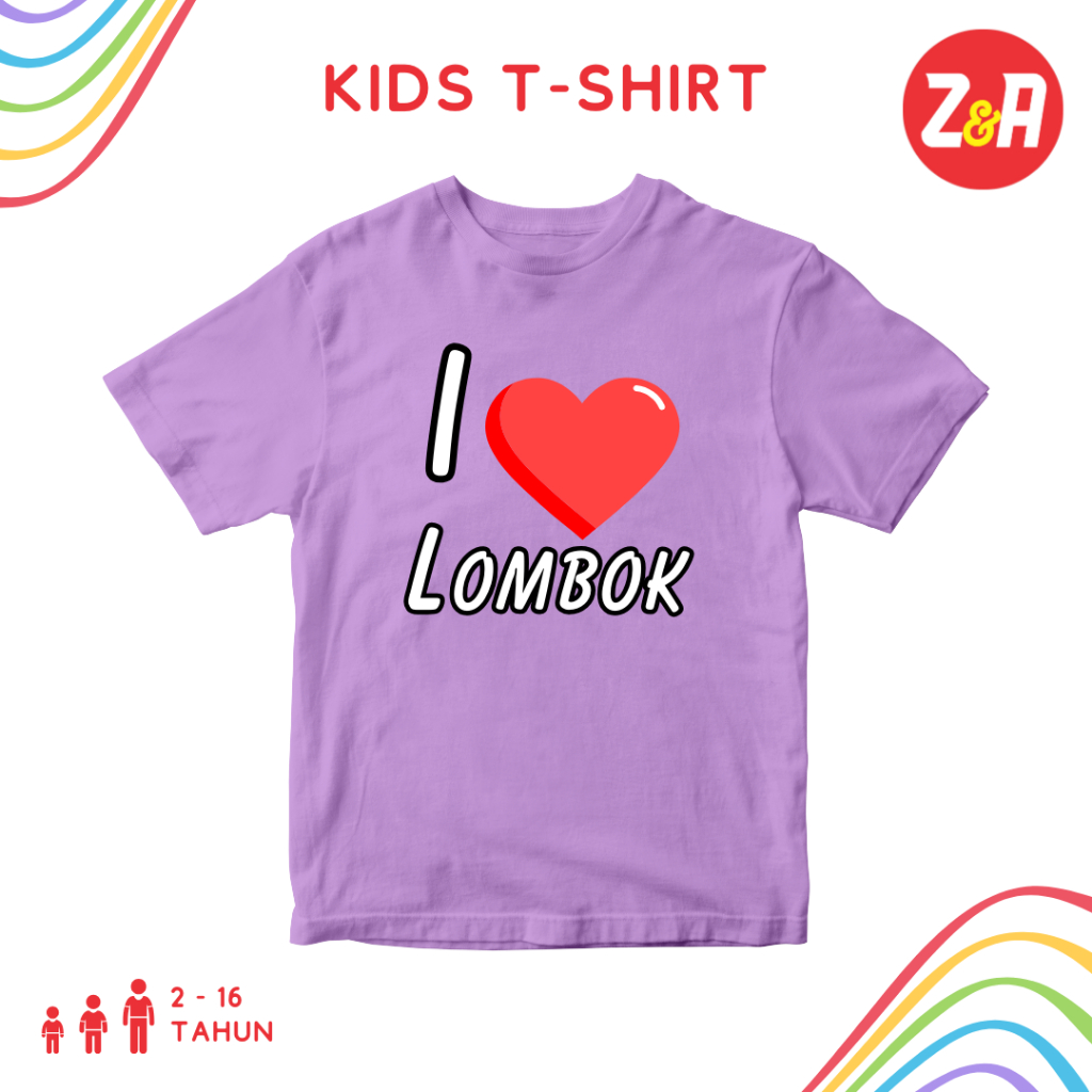 Kaos Anak I LOVE LOMBOK | Baju Atasan Anak Lengan Pendek Tulisan i love lombok Terbaru | Tshirt Anak