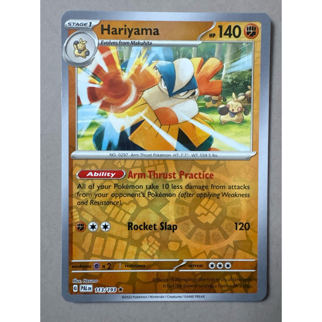 kartu pokemon original holo reverse hariyama pal 113/193