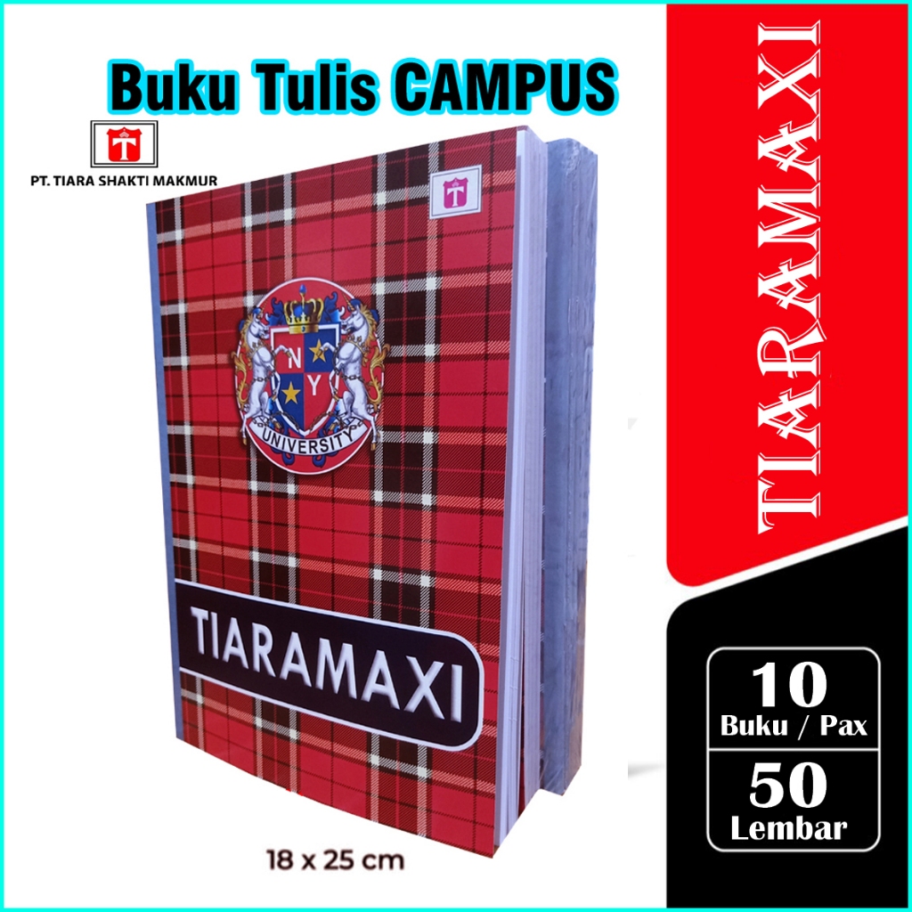 (1 PAX / 10 BUKU) Buku Tulis Campus TiaraMaxi 50 Lembar / TiaraMaxi Campus 50 Lembar