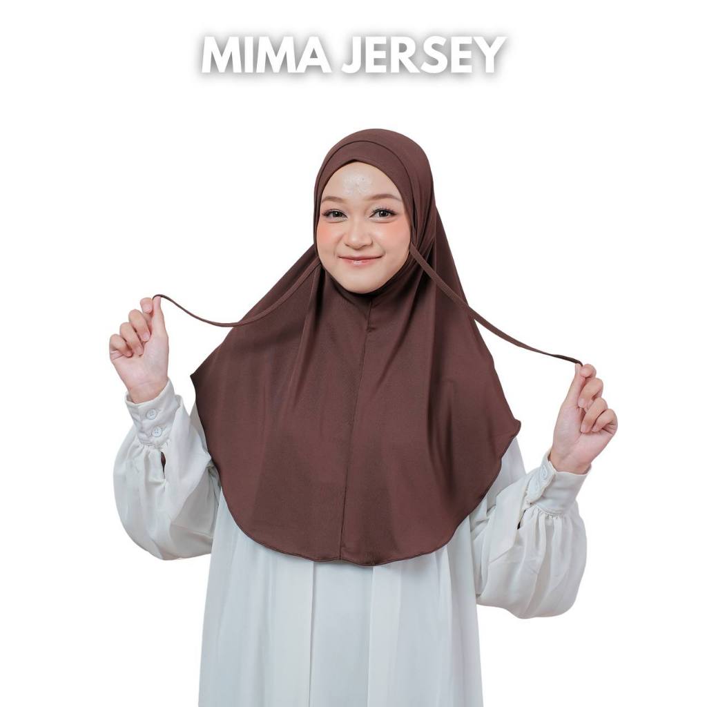 Bergo Kerut Mima Jersey Tali/Jilbab Kerut  Instan Tali Jersey/Hijab Bergo Maryam Kerut Polos Jersey/