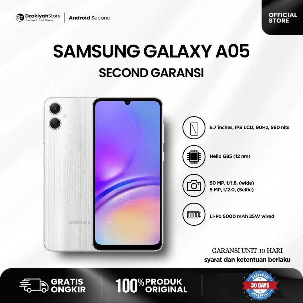 SAMSUNG GALAXY A05  SECOND HP+BOX GARANSI