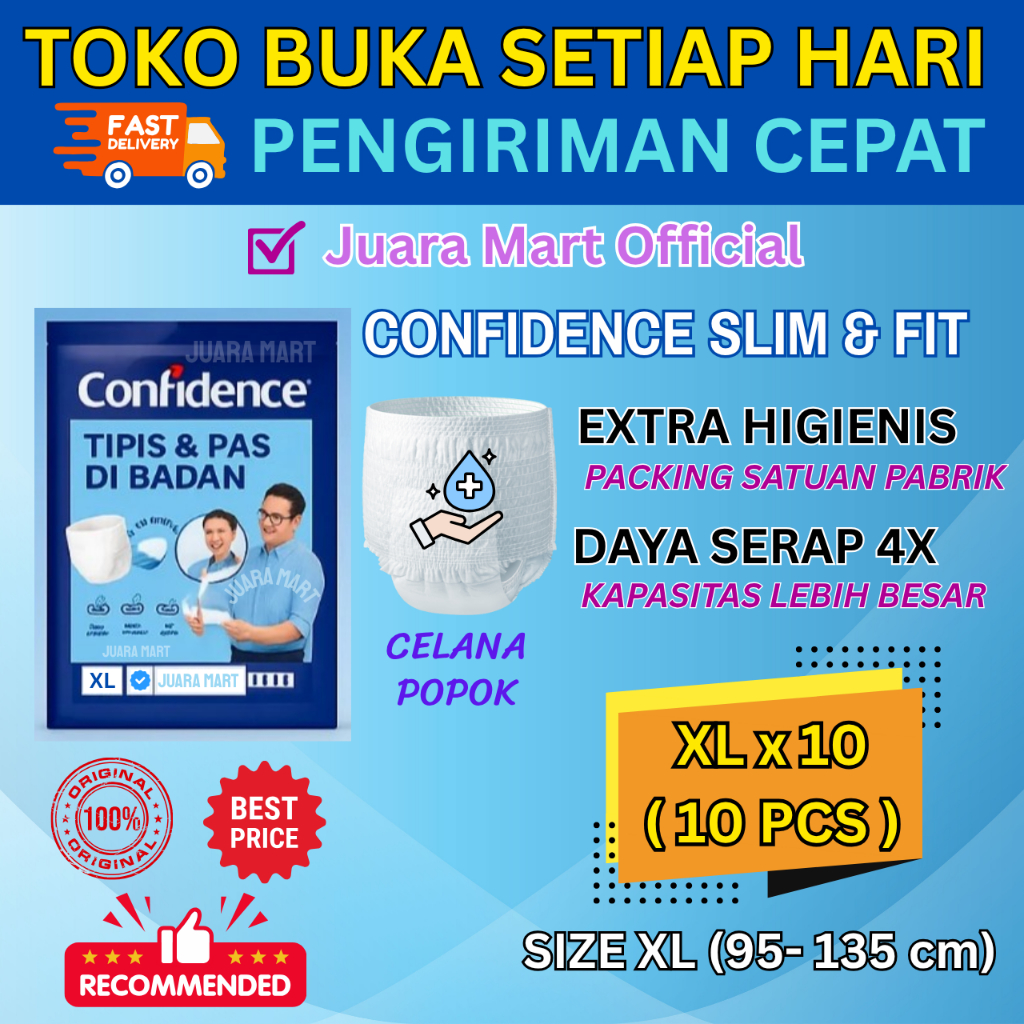 Confidence Popok Celana Dewasa Lansia Slim Fit Ukuran XL 10 Pcs