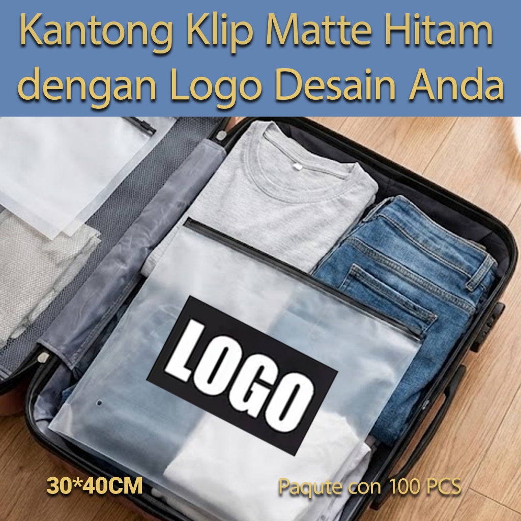 Tas Zipper Matte Hitam Custom – Logo Anda, Zipper Hitam untuk Penyimpanan Praktis