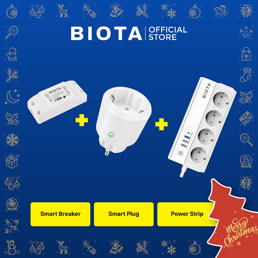 BIOTA PARCEL NATAL DAN TAHUN BARU - Paket 8 - Smart Breaker + Smart Plug Round + Smart Power Strip E