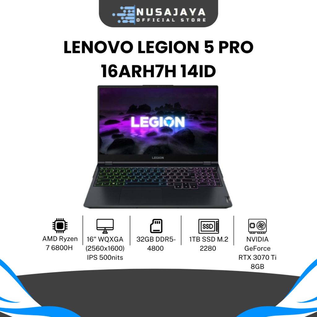 LENOVO LEGION 5 PRO 16ARH7H 14ID R7-6800H 16GB 1TB SSD RTX3070TI 8GB 16" WIN11
