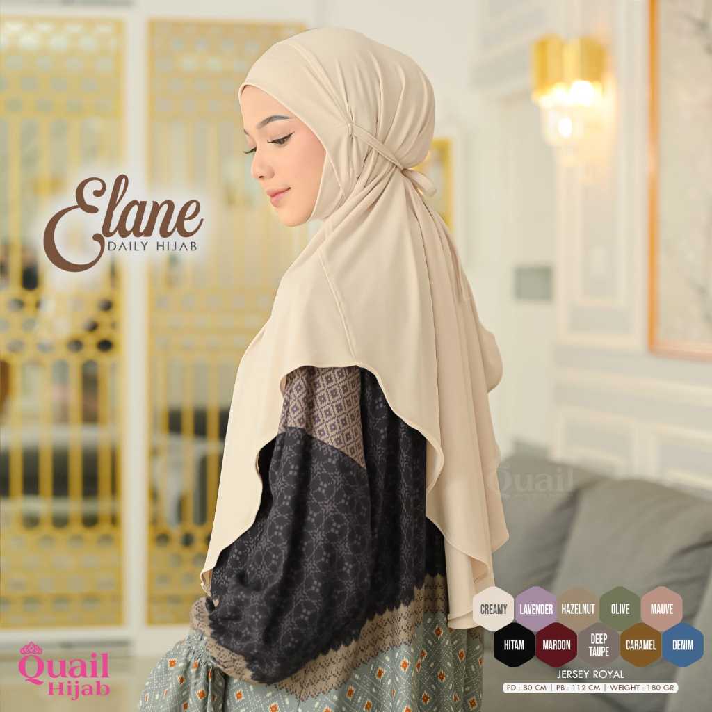 Elane Kerudung Instan Bergo Tali Belakang Hijab DDagu Malay Non Pet Original "Quail Hijab" Bahan Jer