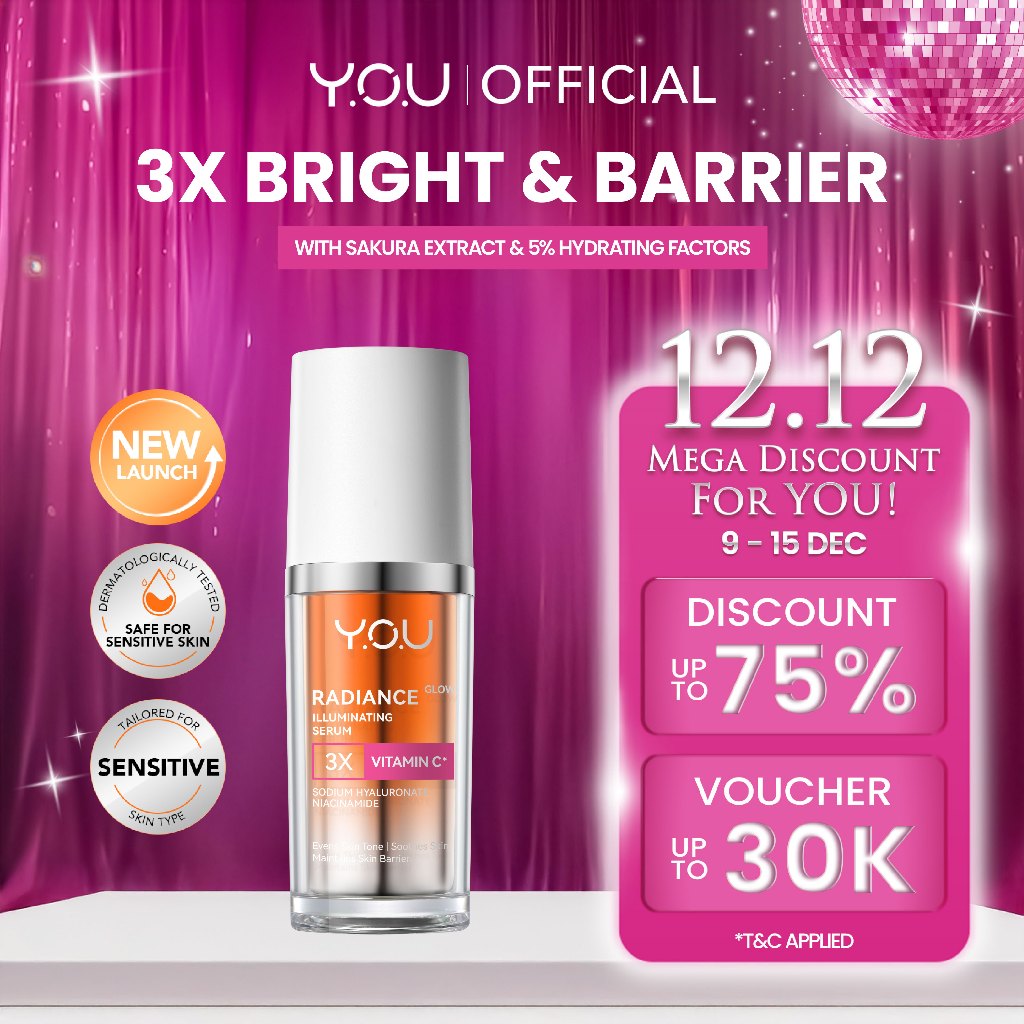 Y.O.U Radiance Glow Illuminating Serum Niacinamide Vit C Ceramide Serum Brightening Dull Skin Kulit 