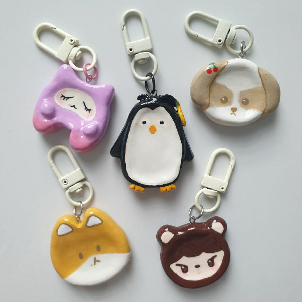 EXO Magnet and Worry Stone Keyring Handmade Clay Zzar Nini bear Kkuru Jam Teolaegi Bloom Zzirang-e