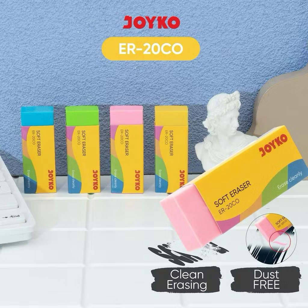 ( 1 PACK ) Penghapus Eraser JOYKO Warna Warni BESAR ER-20CO Penghapus Besar Soft Eraser 1 PACK ISI 2