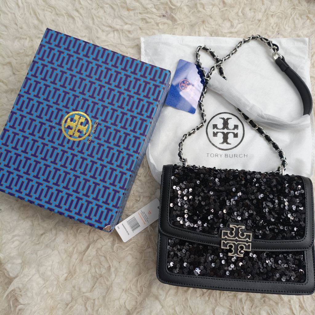 TB sequence black crossbody bag sequin sling shoulder tas selempang bahu pesta