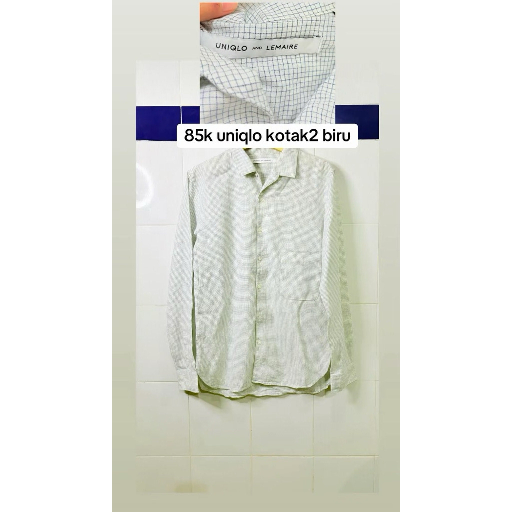 kemeja kotak kotak kecil uniqlo lemaire
