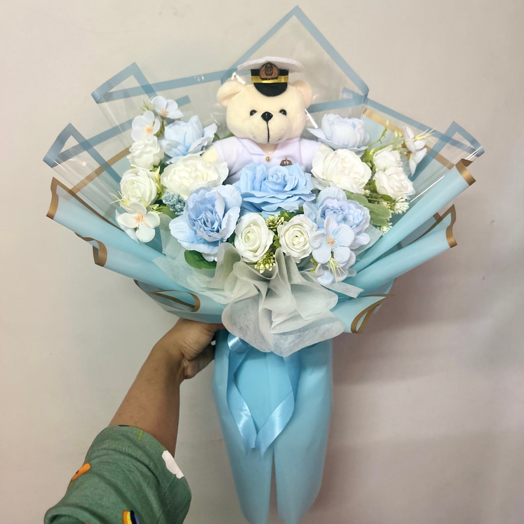 Buket bunga / buket bunga wisuda / bonek profesi / boneka pelaut / boneka polisi