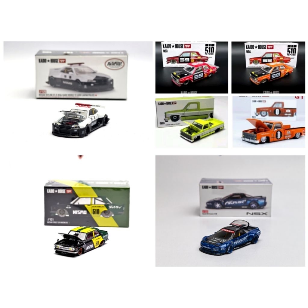 Mini GT x Kaido House GTR R33 R34 Police NSX Civic Datsun 510 Pro Street SK510 Silverado Fairlady HK
