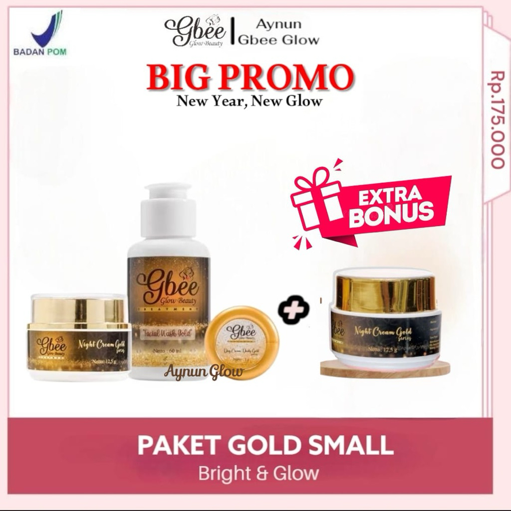 Gbee Glow Beauty Paket Gold Kinclong Small Untuk Mencerahkan Mengglowingkan Memudarkan Flek Kulit