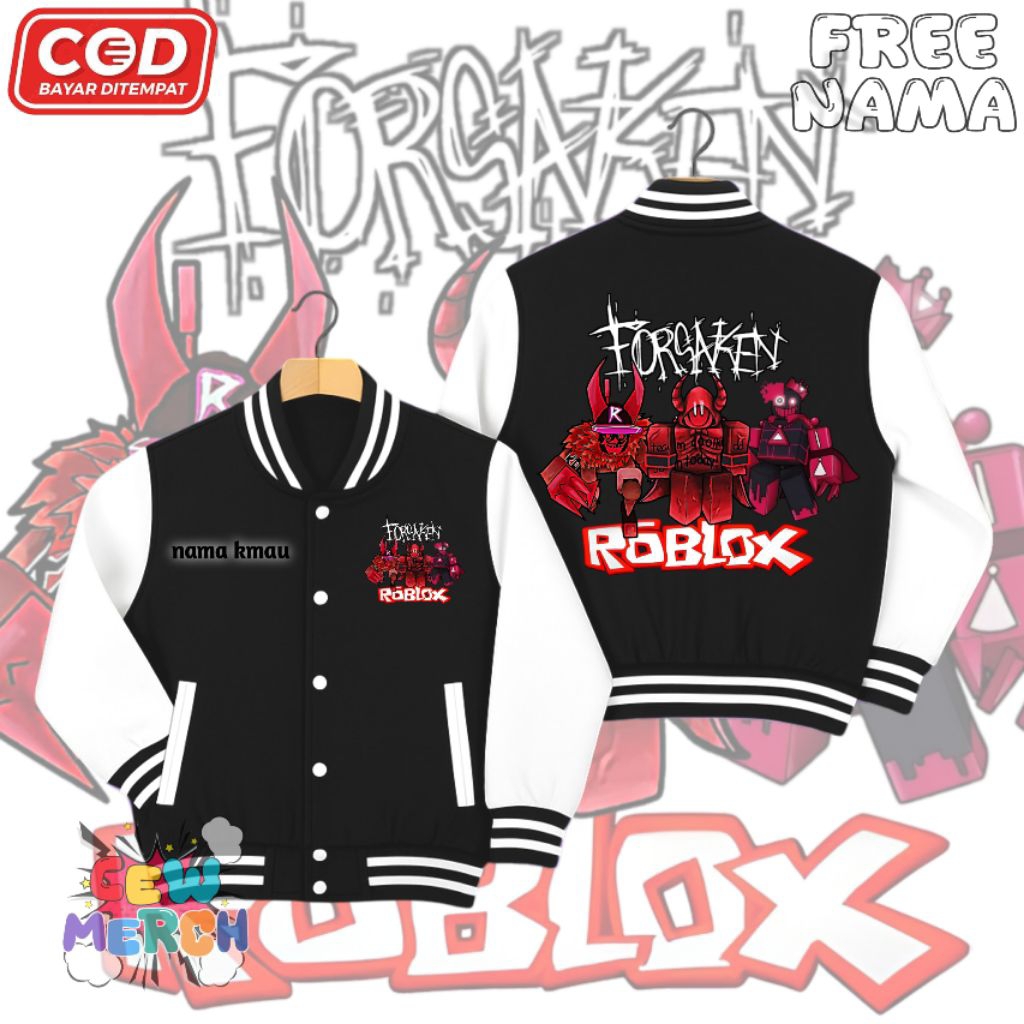 Jaket Baseball Varsity Anak Roblox  Forsaken- Atasan anak unisex  Roblox Forsaken