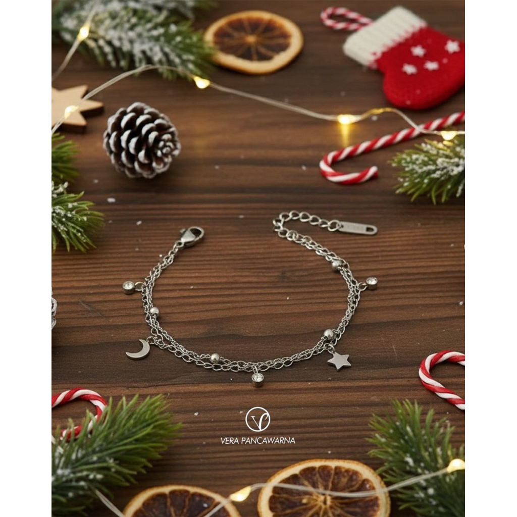 Gelang Twinkle Star Bracelet VP Monel Titanium Handmade All Size | Kado Natal 2025 Wanita Ibu Anak