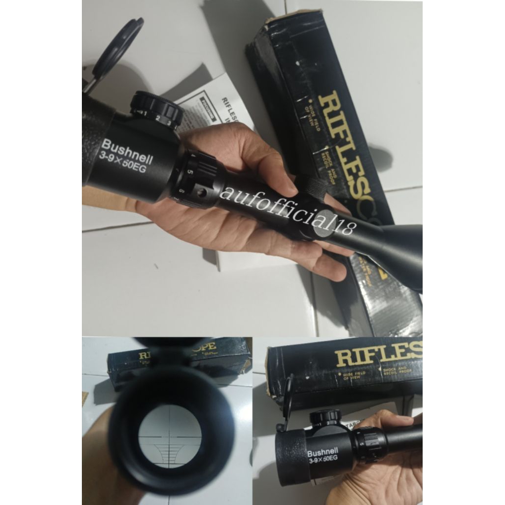 Teleskop Teropong Angin Bushnell BSA Gamo Reticle HK 3-9x40 RGB Tutup Flip Biru,Tahan Getaran Berkua