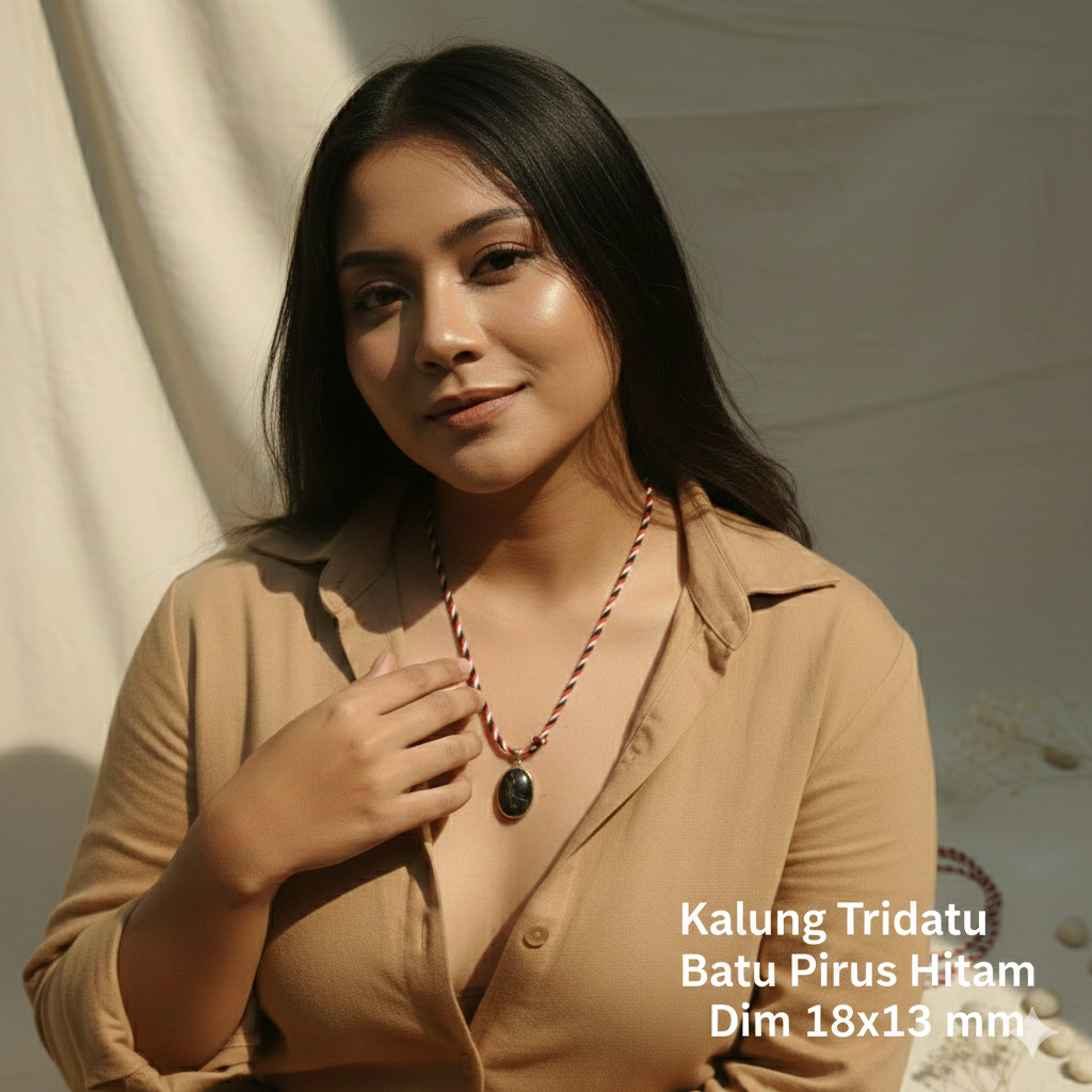KALUNG TRIDATU BATU PIRUS HITAM 18 MM