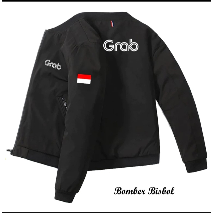 Terbaru,Jaket Ojol Grab Bendera - Jaket Bomber Parasut Logo Grab