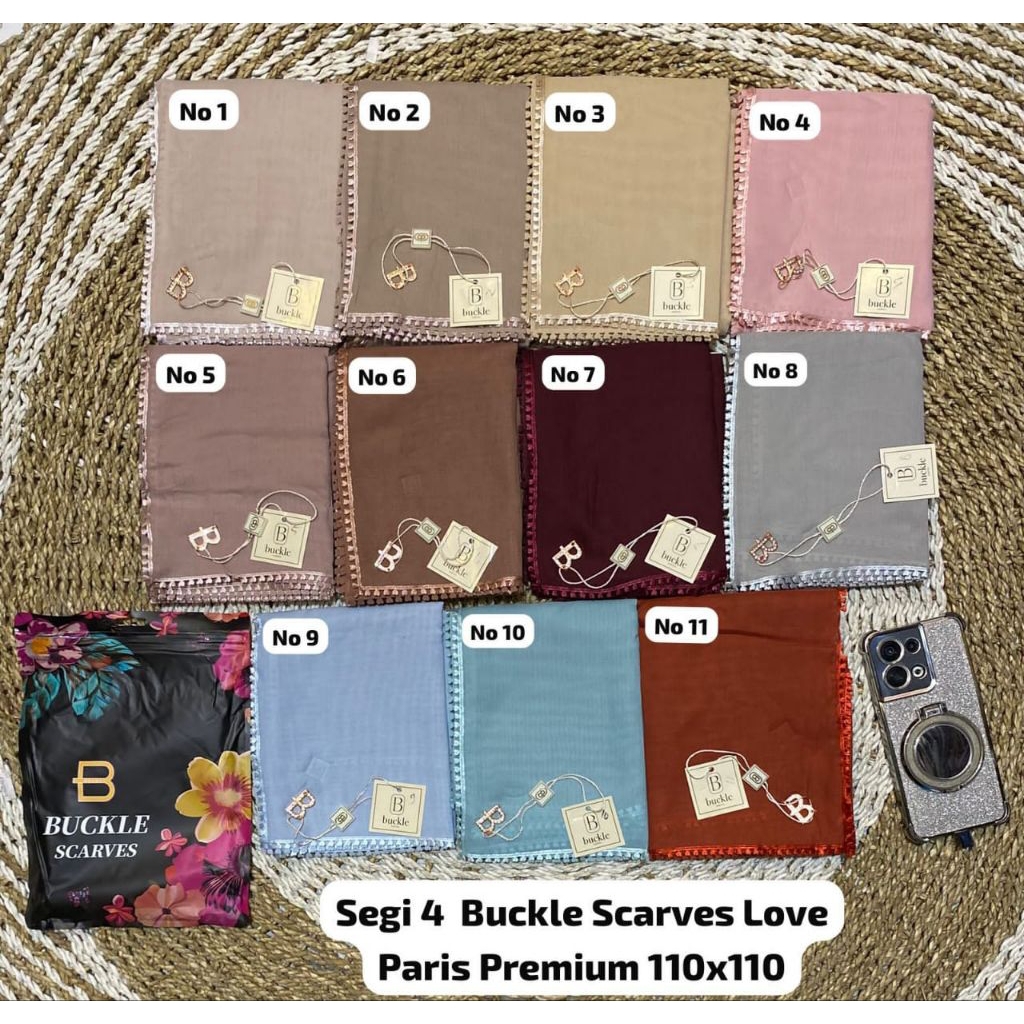 SEGIEMPAT PARIS BUCKLE VINTAGE Hijab Segiempat Love Paris Ori Buckle