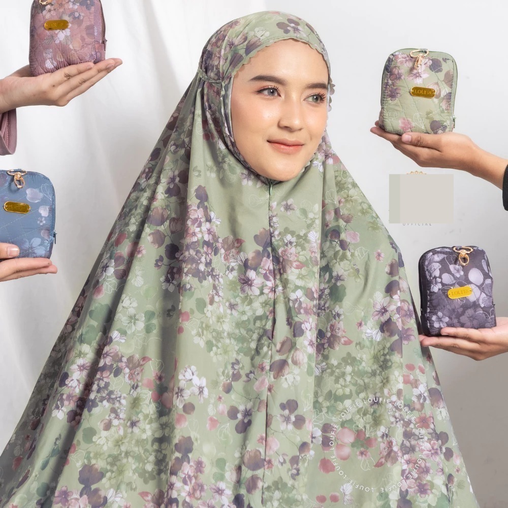 mukena motif bunga mini pouch jumbo dewasa terbaru mukena traveling katun parasut praktis mudah diba