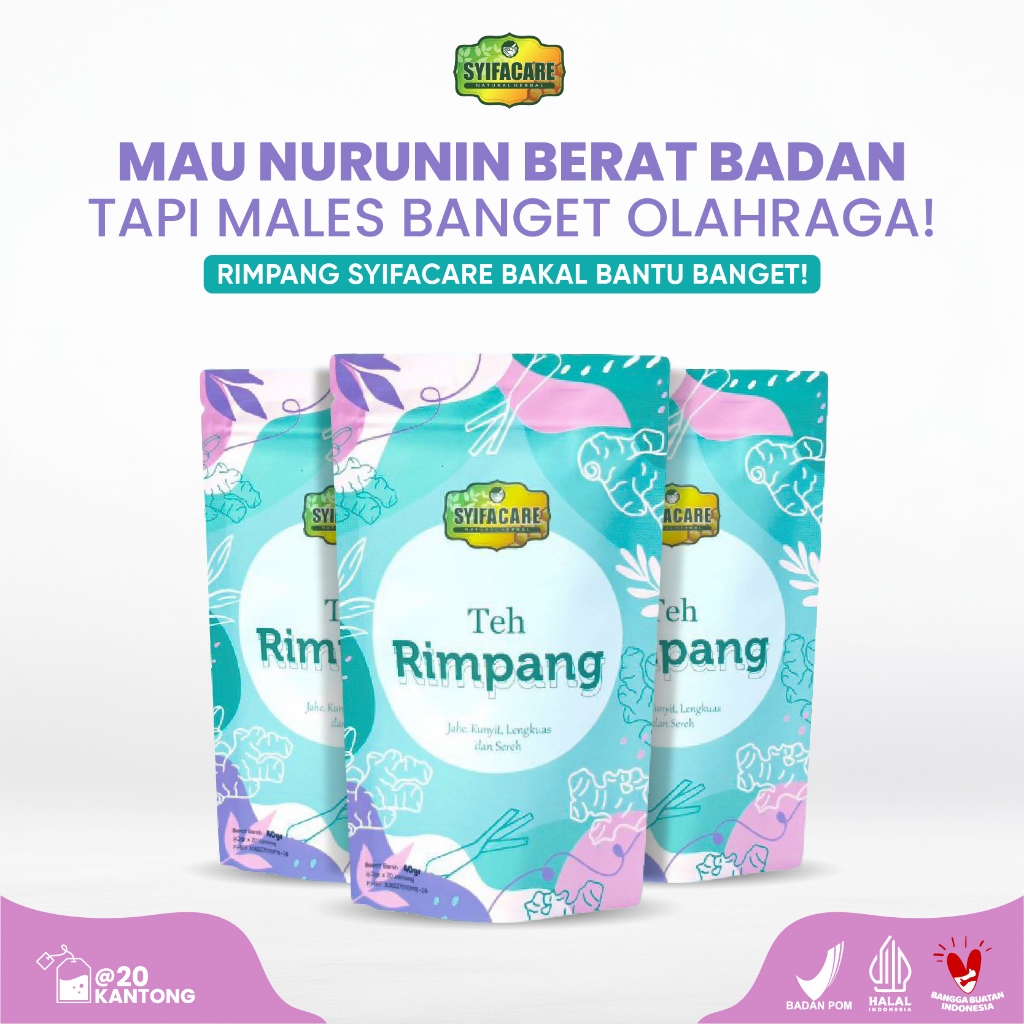 Paket 3 Teh Rimpang Celup Syifacare Ramuan Herbal Alami Teh Diet Detox Pelangsing Melancarkan Haid