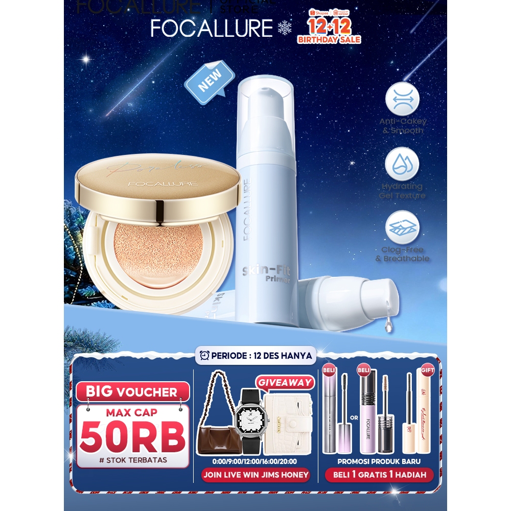 FOCALLURE 2 PCS Face Set BB cushion & Hydrating Primer OR Setting Spray Oil-control
