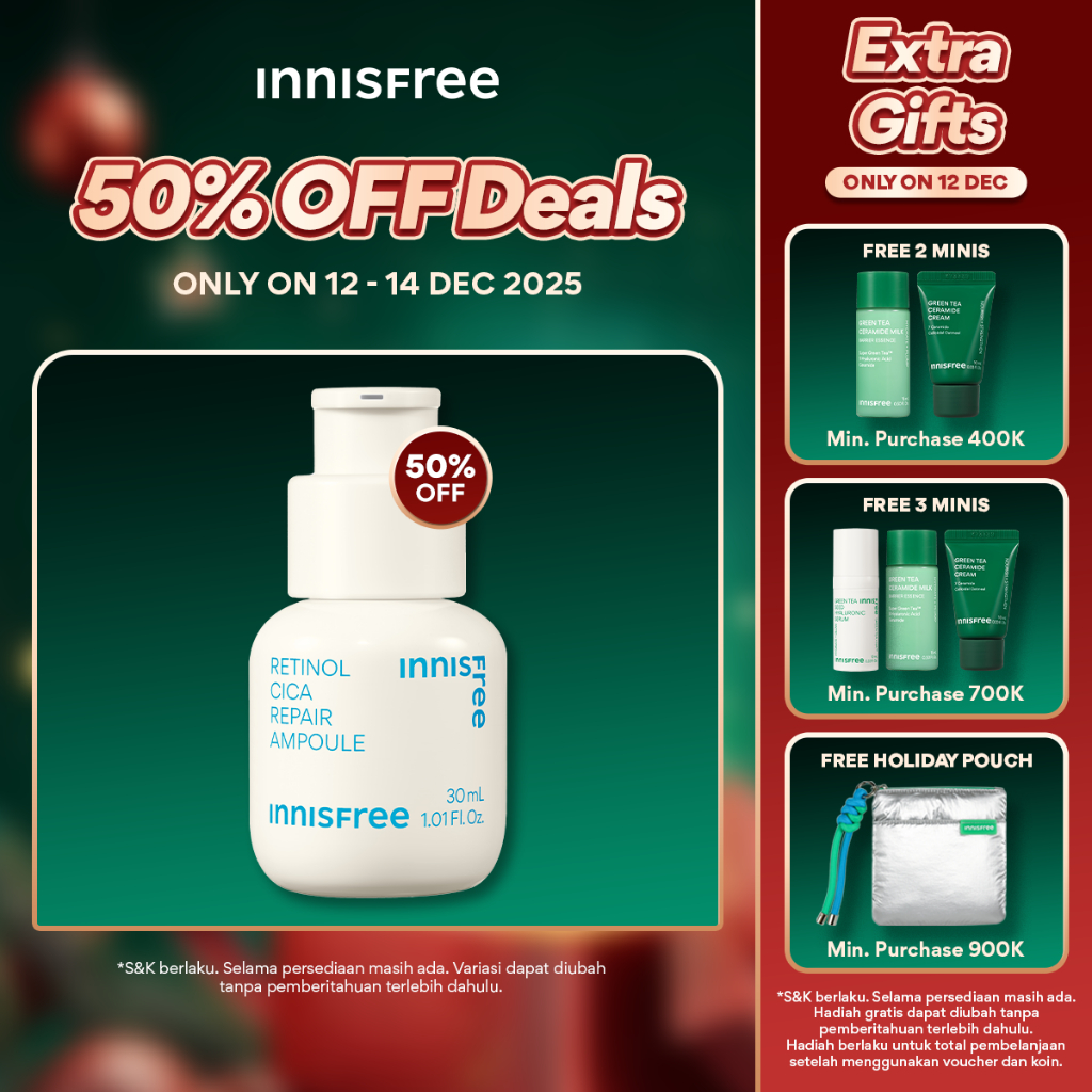 [Special 12.12 Diskon 50%] Innisfree Retinol Cica Repair Ampoule / Acne & Soothing Care Serum