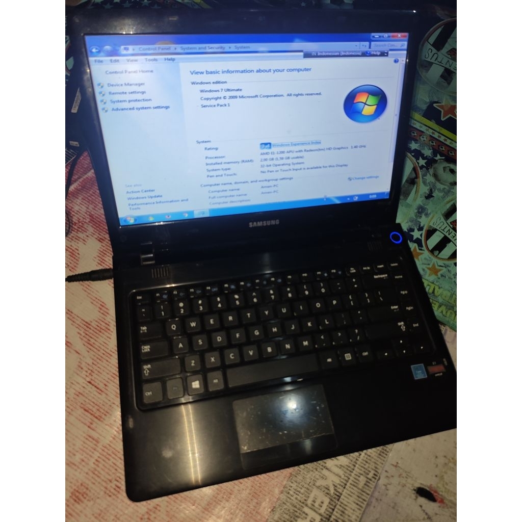 laptop samsung Amd E1 1200 APU, Ram 2gb