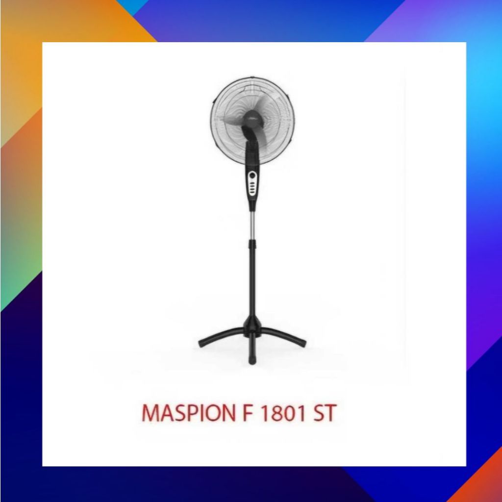 Maspion Kipas Angin F 1801 ST 1801ST F1801ST Berdiri Baling Besi 18inch Oscilation Berputar 360 Dera