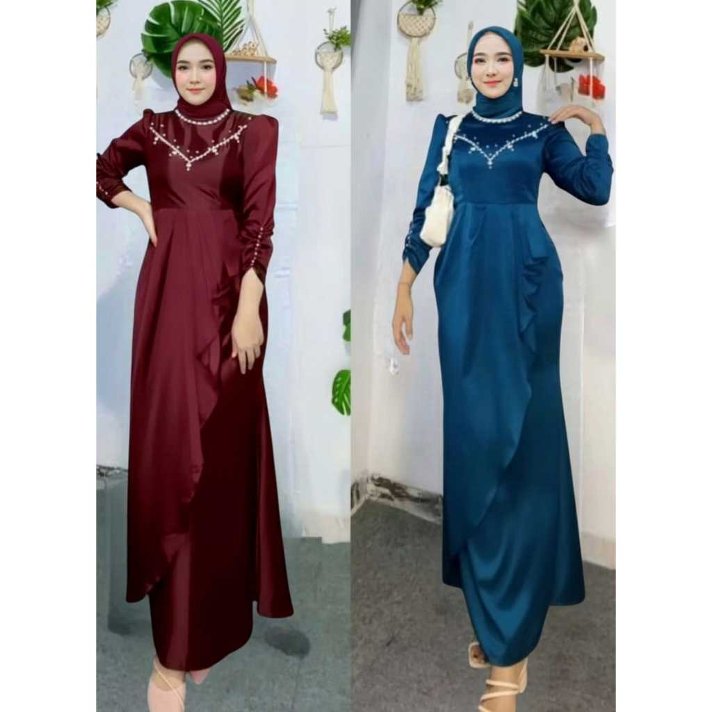 MAXI NADINE (M L XL XXL) GAMIS LEBARAN GAMIS MUSLIM GAMIS PESTA KONDANGAN DRESS WANITA FASHION MUSLI