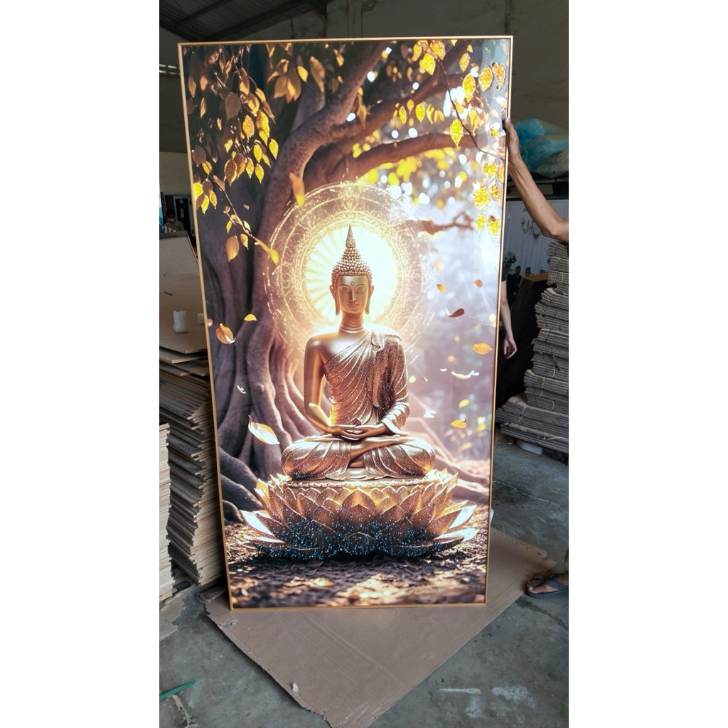 5D Lukisan Porcelain  Painting Daimond - Motif Buddha - Hiasan Dinding Include Bingkai