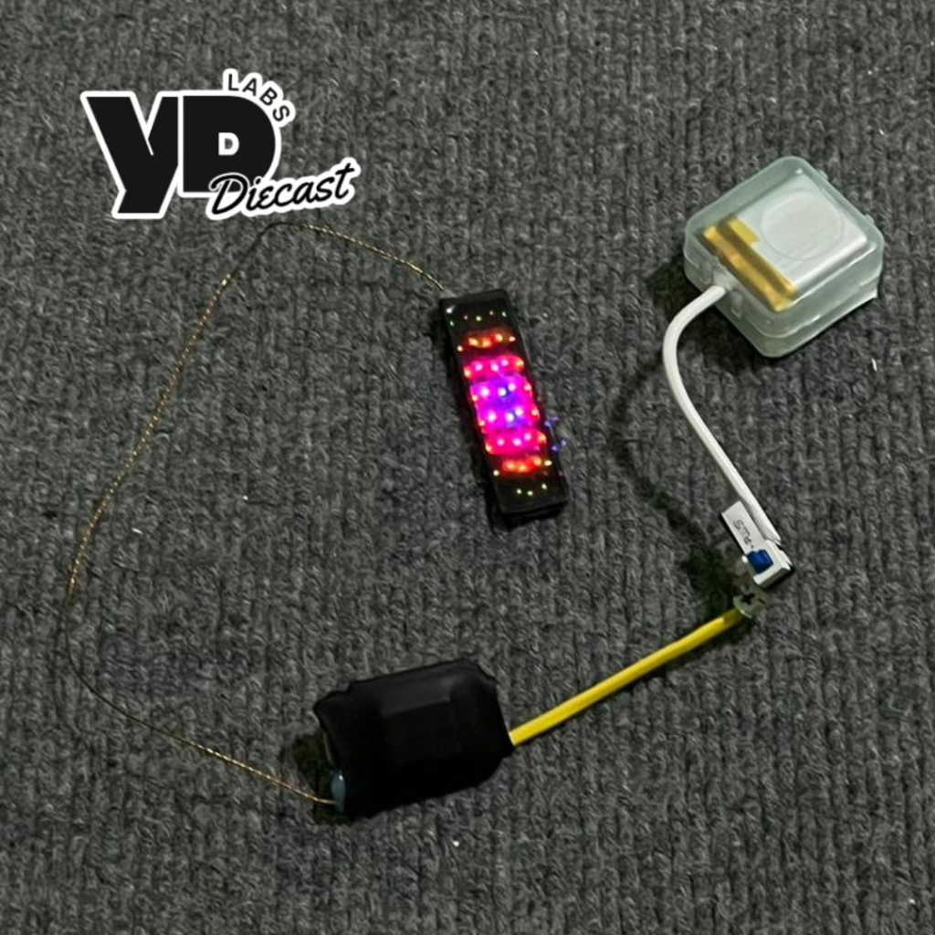 Running Text Android Dan 5 Tumpuk Lampu RGB Miniatur Bus