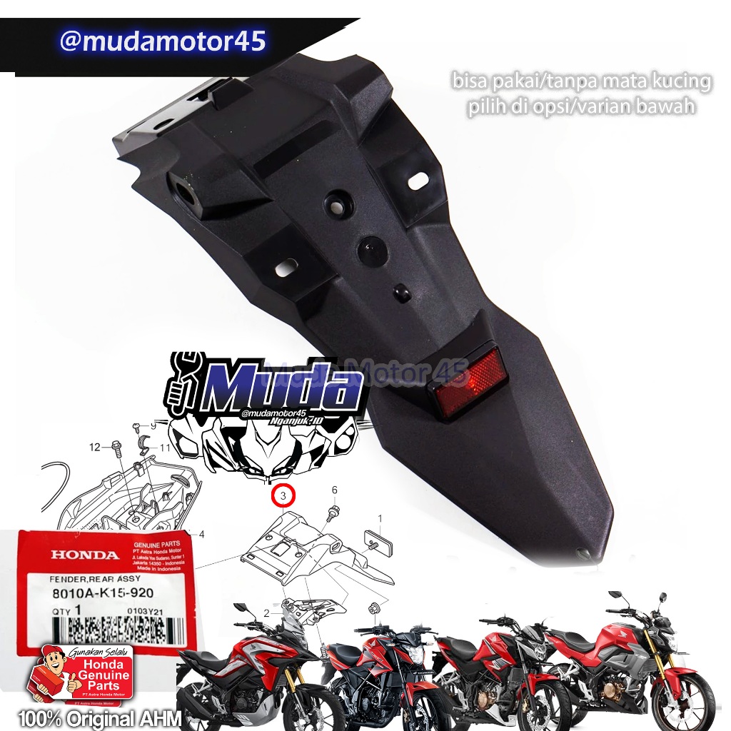 SPAKBOR BELAKANG CB150X CB150R LED 80100 8010A-K15-920 FENDER RR  CB 150 CBX R CBR K15M K3B K15G STR