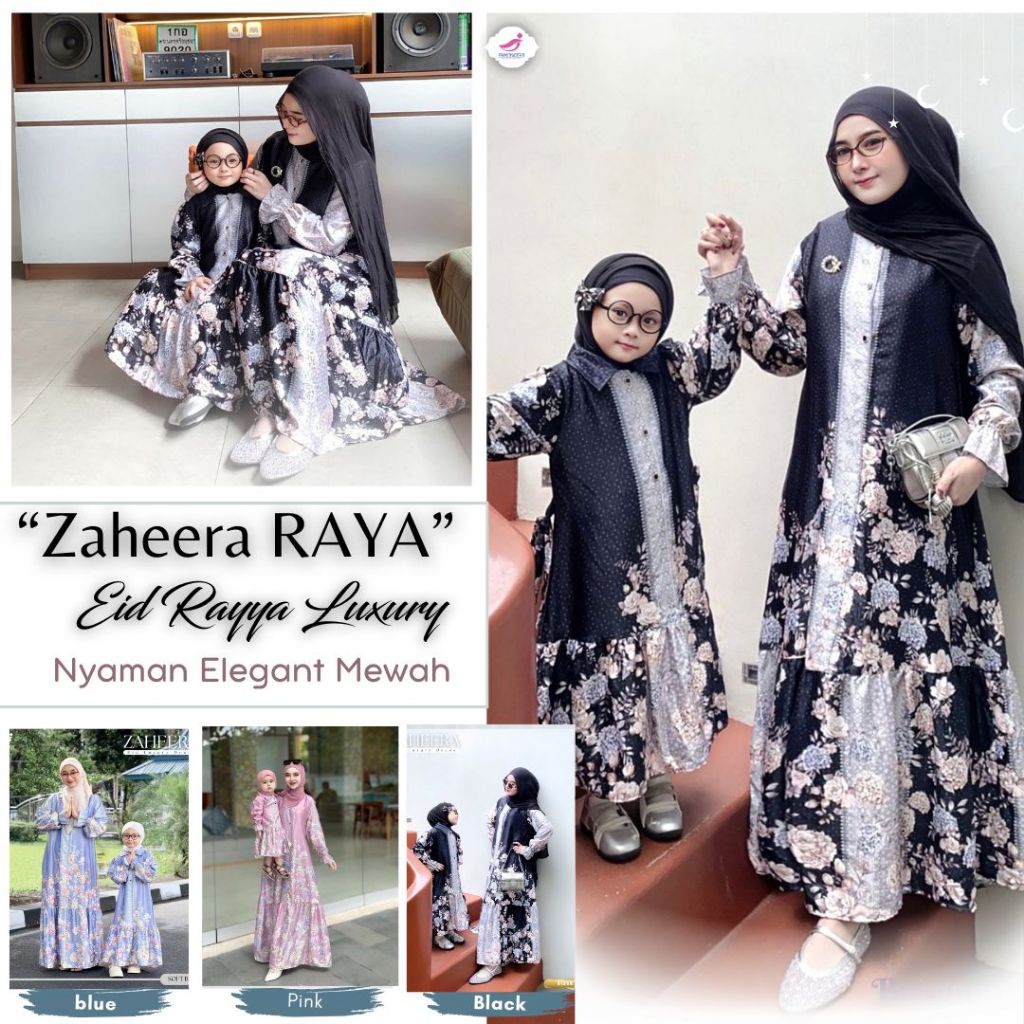 Gamis couple lebaran 2026 model gamis terbaru Zaheera / baju couple ibu anak perempuan Zalira Kids g