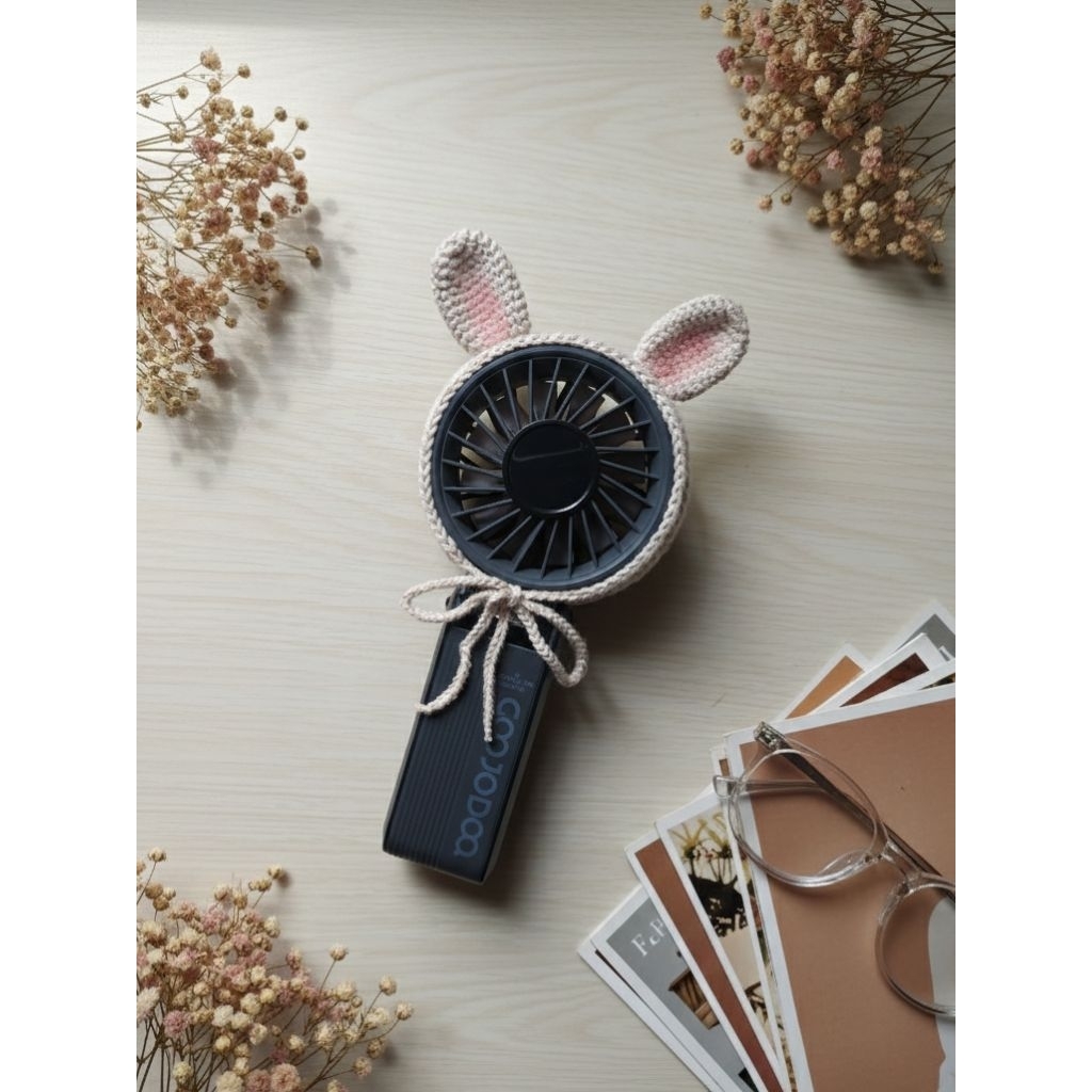 Cover Kipas Portable Rajut / Telinga Kipas / Sarung Kipas