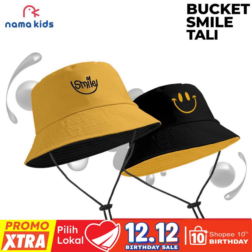 TOPI BUCKET ANAK Dewasa KOREA TOPI ANAK BORDIR SMILE TOPI BUCKET Dewasa Couple Anak WANITA PRIA