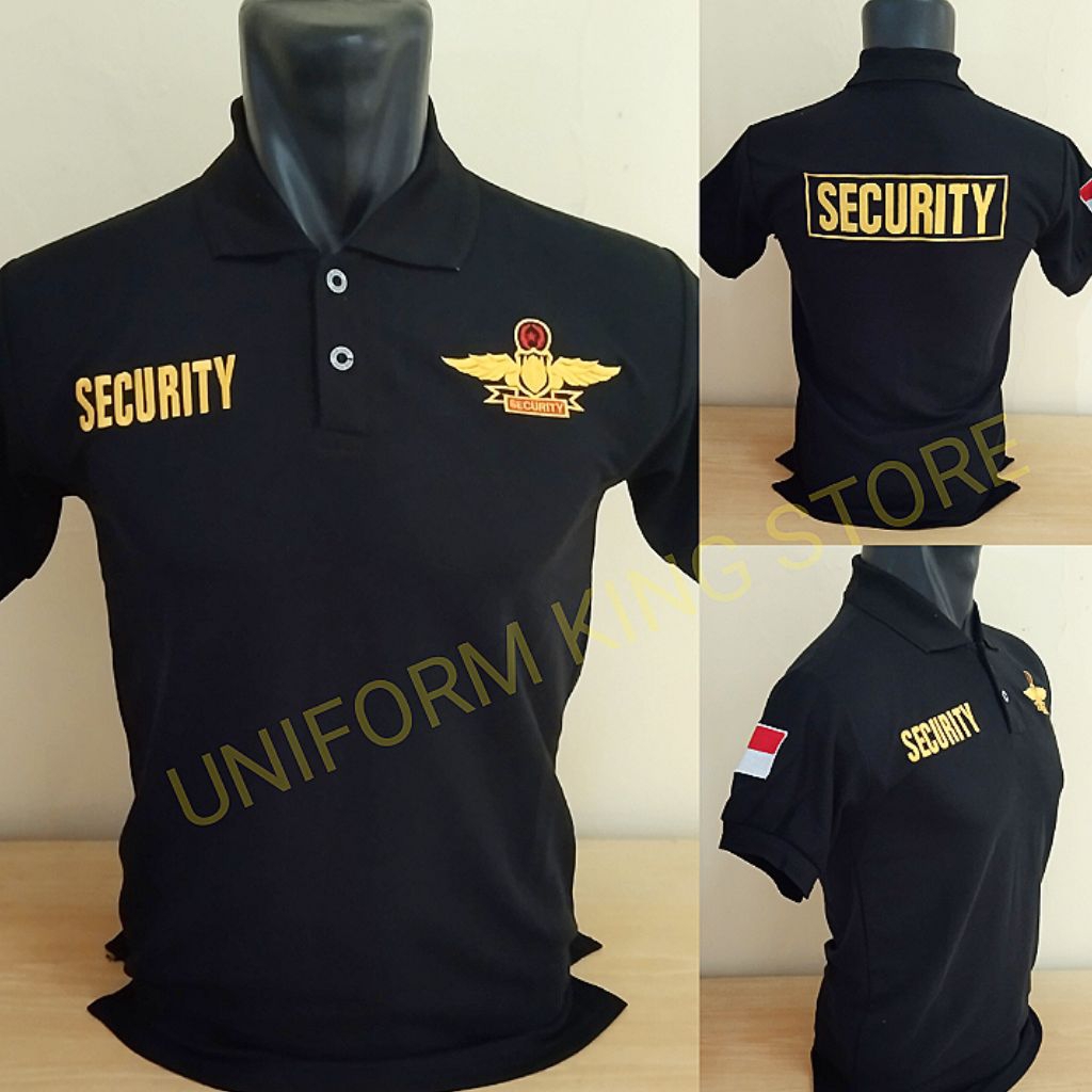 KAOS SECURITY LOGO WINGS HITAM FULL BORDIR - KAOS KERAH SECURITY WINGS BORDIR - KAOS SECURITY LOGO W